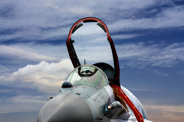 Cockpit of the military jet