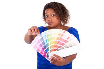 African American woman holding a color palette - Black people