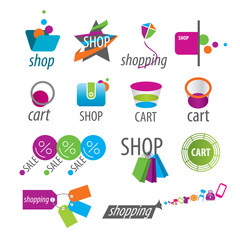 collection of vector logos shopping and card