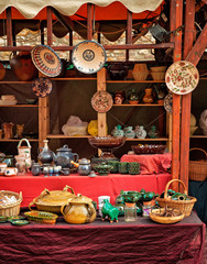 Fototapeta na wymiar Hand made pots in the market