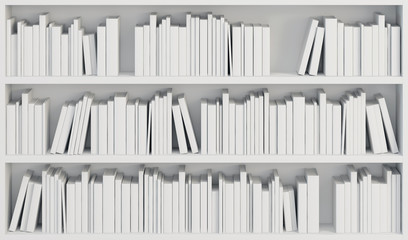 bookcase with white books