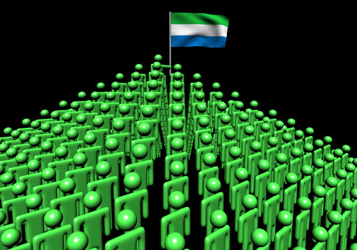 Pyramid Of Abstract People With Sierra Leone Flag Illustration