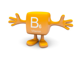 B6 vitamin symbol on yellow figure