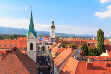 Obraz premium St Mark's church in Zagreb from above