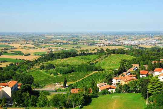 Italy, Romagna Apennines hills view from Bertinoro village