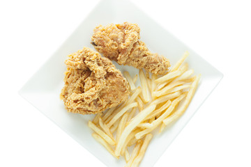 fried chicken and french fries.