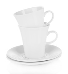 White cups isolated on white