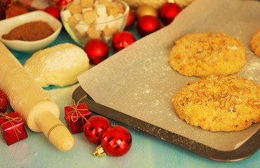 Process of making New Year cookies close-up