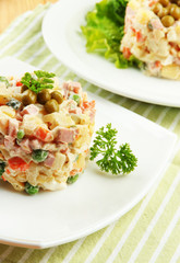 Russian traditional salad Olivier,