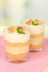 Delicious dessert with banana and caramel