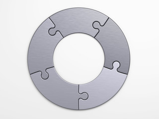 Naklejka premium metal pieces of puzzle to place concepts with clipping path