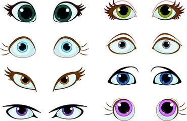 Deurstickers Set cartoon ogen © Anna Velichkovsky