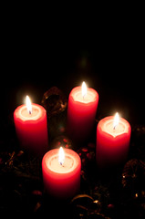 Christmas advent wreath with burning candles