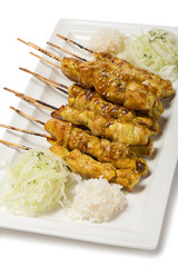 Grilled chicken skewers in style Yakator