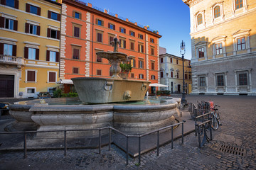 fountains from old bathtub if front of embassy of France. Rome
