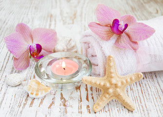 Spa set with orchids