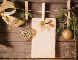 Christmas Decoration Over Wooden Background