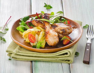 Roasted chicken legs