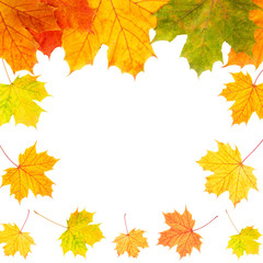 Naklejka na ściany i meble Autumn border card of colored leaves
