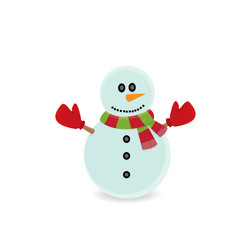 Vector snowman isolated on white. merry christmas background