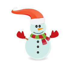 Vector snowman isolated on white. merry christmas background