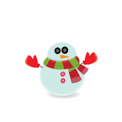 Vector snowman isolated on white. merry christmas background