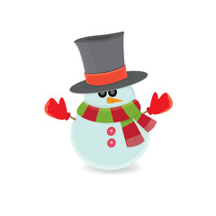 Vector snowman isolated on white. merry christmas background
