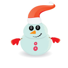 Vector snowman isolated on white. merry christmas background