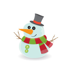 Vector snowman isolated on white. merry christmas background
