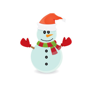 Vector snowman isolated on white. merry christmas background