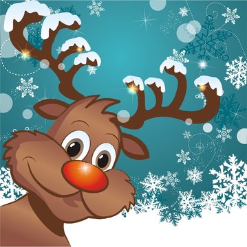 Rudolph mit winterlichem Hintergrund