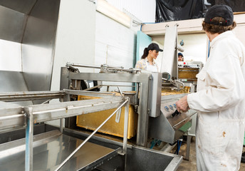 Beekeepers Working On Honey Extraction Plant