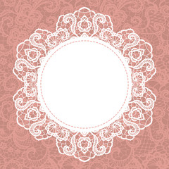 Elegant doily on lace gentle background. Scrapbook element.