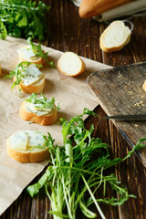 baguette with cheese and herbs