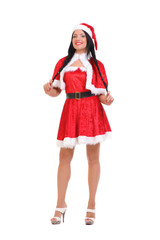 beautiful girl dressed as Santa