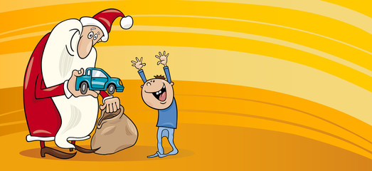Santa with little boy greeting card