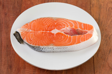 fresh salmon on plate
