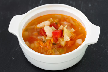 soup in white bowl