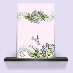 Printable Card art sketching floral vector 