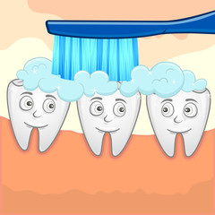 Vector Illustration brushing teeth with toothbrush