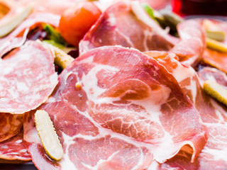 close up of tasty cold meats