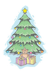 Christmas tree and teddy bear