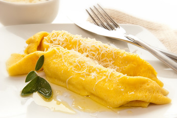 Italian Cannelloni stuffed with cheese, butter and sage