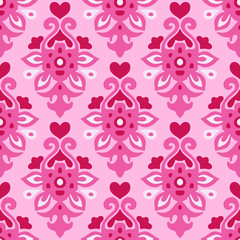 Vector Seamless pattern Flourish  love heart