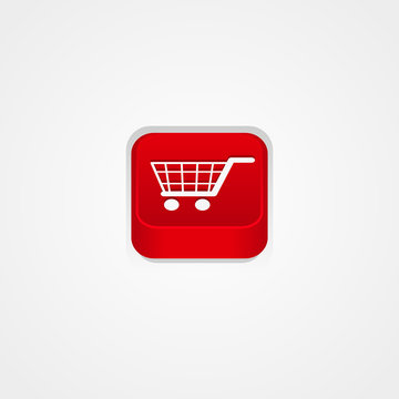Red button with shopping cart