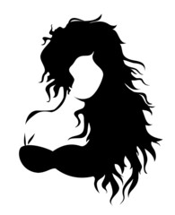 Vector silhouette of beautiful  woman isolated on white.