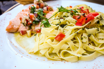 pasta and smoked salmon