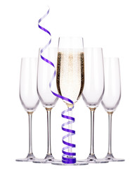 glass of champagne set isolated