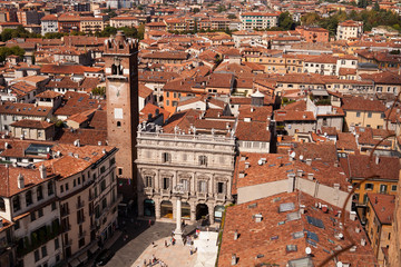 Piazza Delle Erbe, Verona viewed from the Torre dei Lamberti