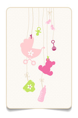 Gift Card Hanging Baby Symbols Girl Retro Dots